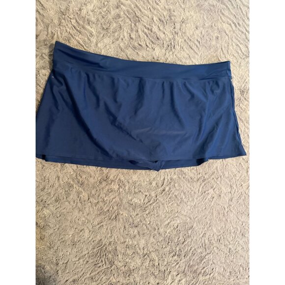 Basic Edition Womens Navy Blue Athletic Swim Skirt With Built-In Briefs - Picture 6 of 8